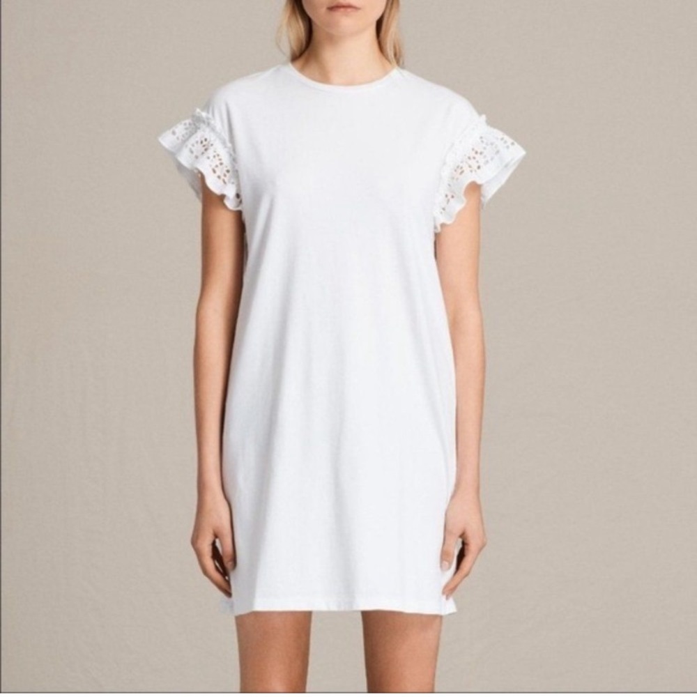 All Saints Trixi Eyelet Ruffle Sleeve Dress